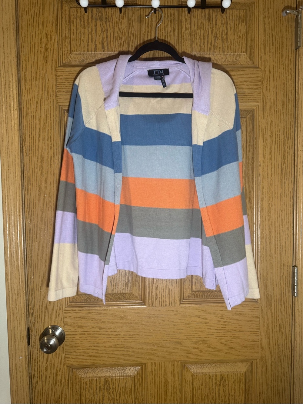 Fly London Pastel Striped Hooded Cardigan - Lavender, Blue, Orange